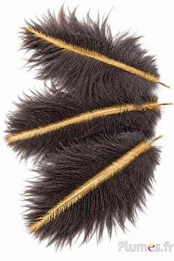 Struisvogel met fijne gouden straal - 13-18 cm - grijs natuurlijk